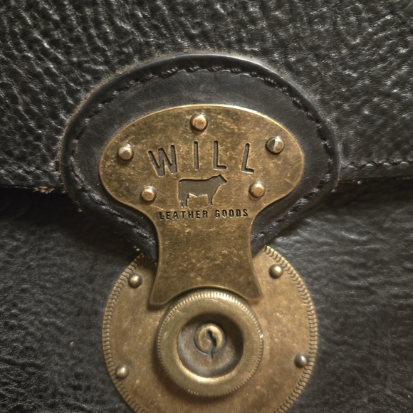 Will Leather Goods "Jacques" Burnished Black Leather Briefcase / Messenger Bag - Picture 2 of 5